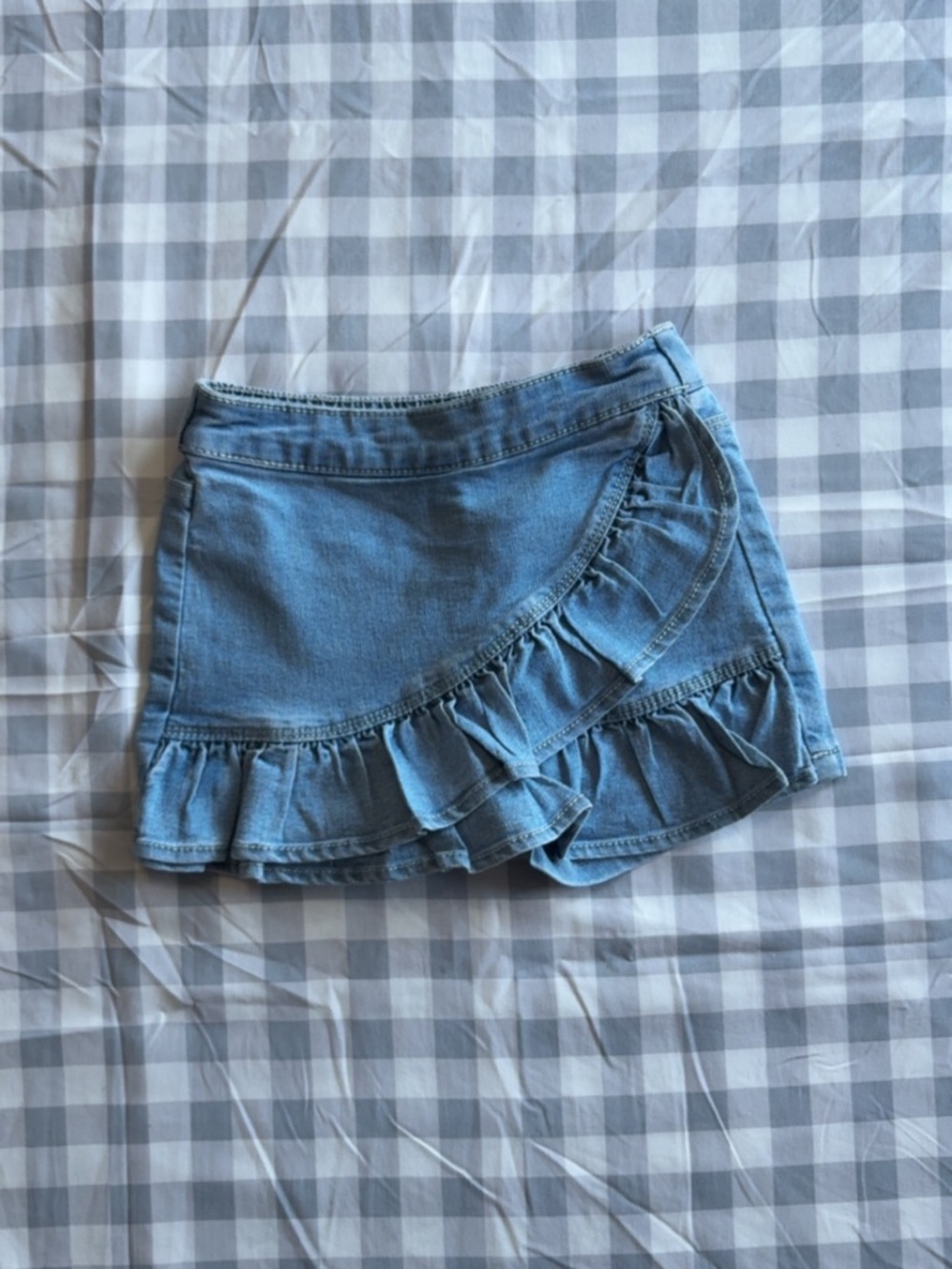 Squeeze Blue Denim Ruffle Skort with Pink Label